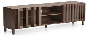 Tmavě hnědý TV stolek v dekoru ořechu 180x49,5x42,5 cm Beyla – Kave Home
