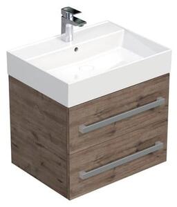 Koupelnová skříňka s umyvadlem SAT Cube Way 60x53x46 cm dub Wellington mat CUBE46602DWSAT