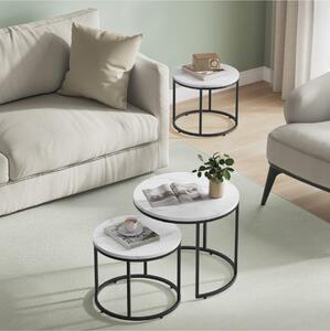 Home Living 2ks sada Konferenční stolek na kávu kulatý - mramor barva/nohy černé nohy