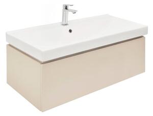 Koupelnová skříňka s umyvadlem a baterií SAT Feel 100x30x46 cm pískově béžová mat SATFEEL100BEU1B