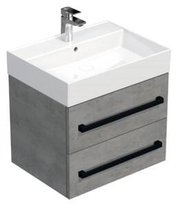 Koupelnová skříňka s černou úchytkou a umyvadlem SAT Cube Way 60x53x46 cm beton mat CUBE46C603BESAT