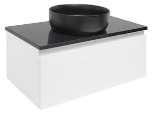 Koupelnová skříňka SAT B-WAY 79x30x45 cm bílá lesk s krycí deskou v černé barvě BWAY80WTK