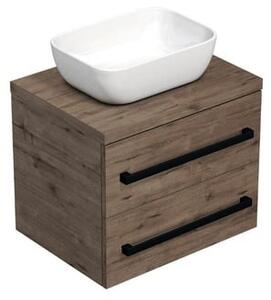 Koupelnová skříňka s černou úchytkou a krycí deskou SAT Cube Way 60x47,5x46 cm dub Wellington mat CUBE46C1603DW45