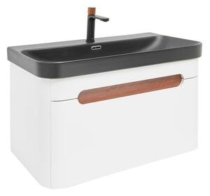 Koupelnová skříňka s umyvadlem a baterií SAT Fusion 77,5x43x45 cm bílá matná mat SATFUSION80WBKMBA
