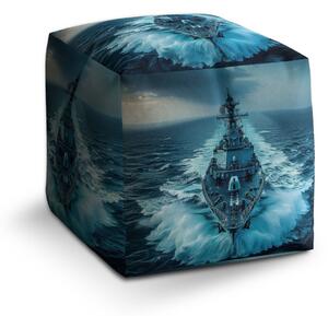 Sablio Taburet Cube Válečná loď prorážející oceán: 40x40x40 cm