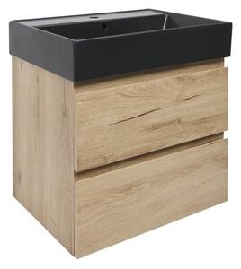 Koupelnová skříňka 2 zásuvková s umyvadlem SAT B-Way 59x50x45 cm dub mat BWAY260OAKU2BB
