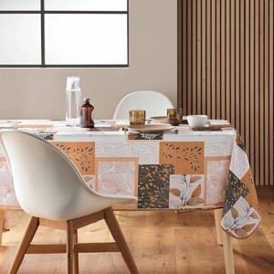 Ubrus s patchwork potiskem listů přírodní průměr 180 cm
