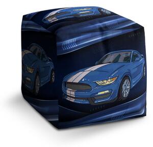 Sablio Taburet Cube Mustang Modré pozadí s pruhy: 40x40x40 cm