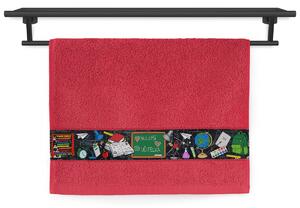 Ručník Veba RUJANA tisk Školní tabule - nejlepší učitelka tmavá červená Velikost: 30x50 cm