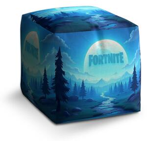 Sablio Taburet Cube FORTNITE Modré údolí s měsícem: 40x40x40 cm