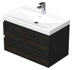 Koupelnová skříňka s umyvadlem SAT Cube Way 80x47,5x46 cm hnědá mat CUBE3D46802ZHVER