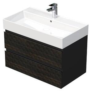 Koupelnová skříňka s umyvadlem SAT Cube Way 80x47,5x46 cm hnědá mat CUBE3D46802ZHSAT