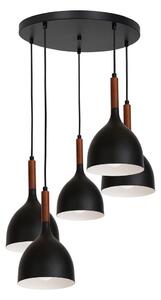 Lustr na lanku NOAK WOOD 5xE27/15W/230V černá/buk