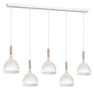Lustr na lanku NOAK 5xE27/15W/230V bílá/buk