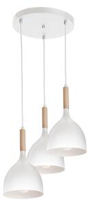 Lustr na lanku NOAK WOOD 3xE27/15W/230V bílá/buk