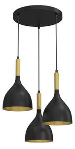 Lustr na lanku NOAK 3xE27/15W/230V černá/zlatá