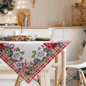 VÁNOČNÍ GOBELÍNOVÝ UBRUS NA STŮL MERRY 100X100 CM VZOROVANÝ