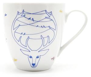 Porcelánový hrnek Ateliér Dorda Pán lesa, bílý, český porcelán, autorská ilustrace, 670 ml