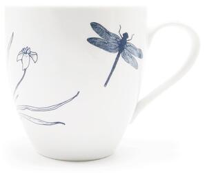 Porcelánový hrnek Ateliér Dorda Vážka z japonské zahrady, bílý, česká ilustrace, maxi, 670 ml