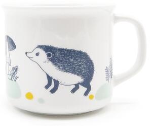 Porcelánový hrnek Ateliér Dorda Ježci na houbách, bílý, český autorský motiv, 250 ml