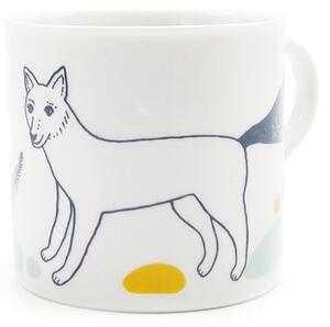 Porcelánový hrnek Ateliér Dorda Liška na výzvědách, bílý, český design, motiv lišky, 250 ml