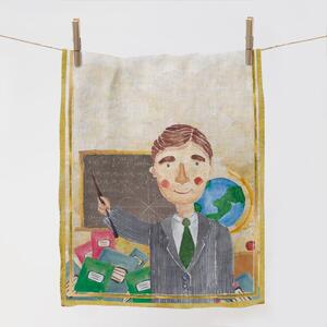Lenbutik Luxusní lněná utěrka ,70x45 cm - Učitel