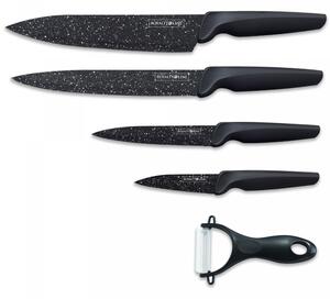 4dílná sada nožů potažených mramorem a s keramickou škrabkou Royalty line RL-MB4 / černá