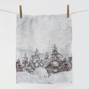 Lenbutik Luxusní lněná utěrka ,70x45 cm - Štědrý den