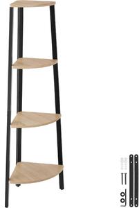 Tectake Rohový regál Newbridge 34x34x125cm - Industrial světlé dřevo, dub Sonoma