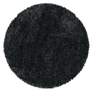 Breno Kusový koberec FLUFFY kruh 3500 Anthrazit, Černá, 80 x 80 cm