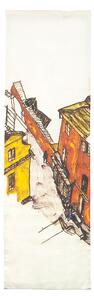 Lenbutik Tapiserie 100 % len, 145x45 cm,Egon Schiele, Stáré domy v Krumlově/ Old House in Krumau