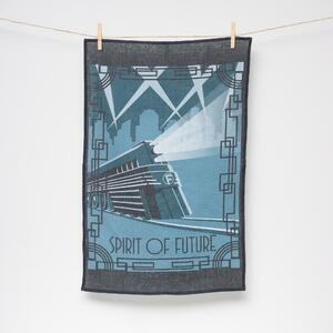 Lenbutik Luxusní lněná utěrka ,70x45 cm - duch budoucnosti - vlak/ spirit of future - train