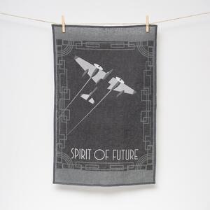 Lenbutik Luxusní lněná utěrka ,70x45 cm - duch budoucnosti - letadlo/ spirit of future - plane
