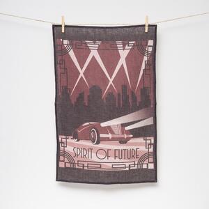 Lenbutik Luxusní lněná utěrka ,70x45 cm - duch budoucnosti - auto/ spirit of future - car