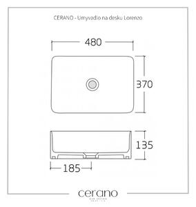 Cerano Lorenzo, keramické umyvadlo na desku 480x370x135 mm, bílá lesklá, CER-CER-417173