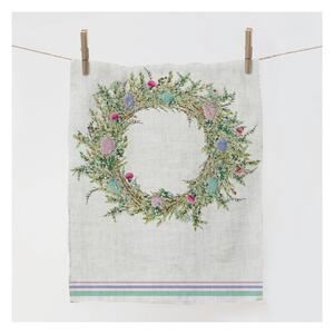 Lenbutik Luxusní lněná utěrka ,70x45 cm - Velikonoční Věnec/ Easter Wreath