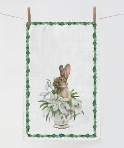 Lenbutik Luxusní lněná utěrka ,70x45 cm - Zajíček/ Bunny