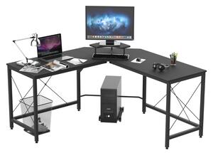 HOMCOM Rohový kancelářský / domácí PC stůl ve tvaru L, černý, 150 x 150 x 76 cm