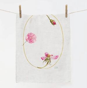 Lenbutik Luxusní lněná utěrka ,70x45 cm - Minimalistická růže/Minimalist pink rose