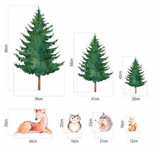 Dětská nálepka na zeď Forest team - zvířátka a stromy