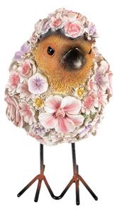 Dekorativní soška ptáčka posetého květinami – 11x17x18 cm