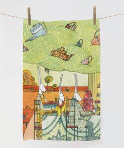 Lenbutik Luxusní lněná utěrka ,70x45 cm - Oslava života s přáteli I/ Celebrating life with Folks I