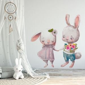 Dětská nálepka na zeď Zamilovaní zajíčcy Rozměry: 100 x 92 cm