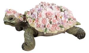 Dekorativní soška želva posetá květinami – 34x21x14 cm