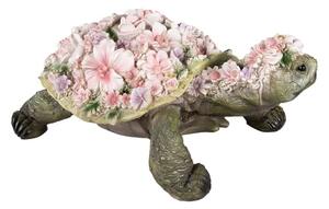 Dekorativní soška želva posetá květinami – 34x21x14 cm