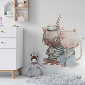 Dětská nálepka na zeď Zamilované kočičky Rozměry: 100 x 78 cm
