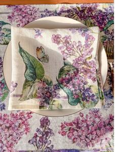 Lenbutik Lněné ubrousky 32x32 Květy bezu/ Elderflowers
