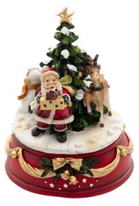 Hrací skříňka Santa se stromkem, sobem a sněhulákem – 10x14 cm