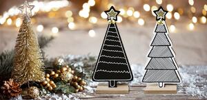 Tutumi Dřevěná dekorace vánoční stromeček černo-bílá