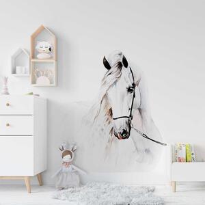 Dětská nálepka na zeď Bílý akvarelový kůň Rozměry: 100 x 100 cm